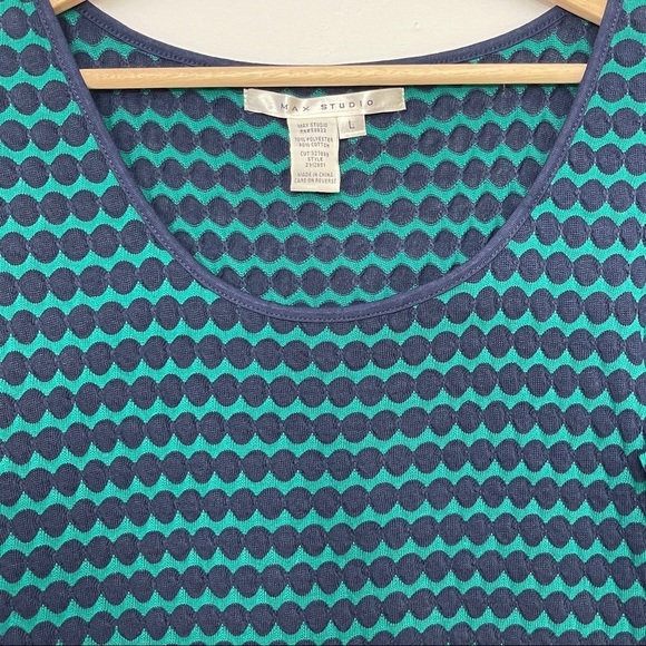 Max Studio Polkadot‎ Lightweight Knit Peplum Pencil Skirt Dress - Picture 7 of 8